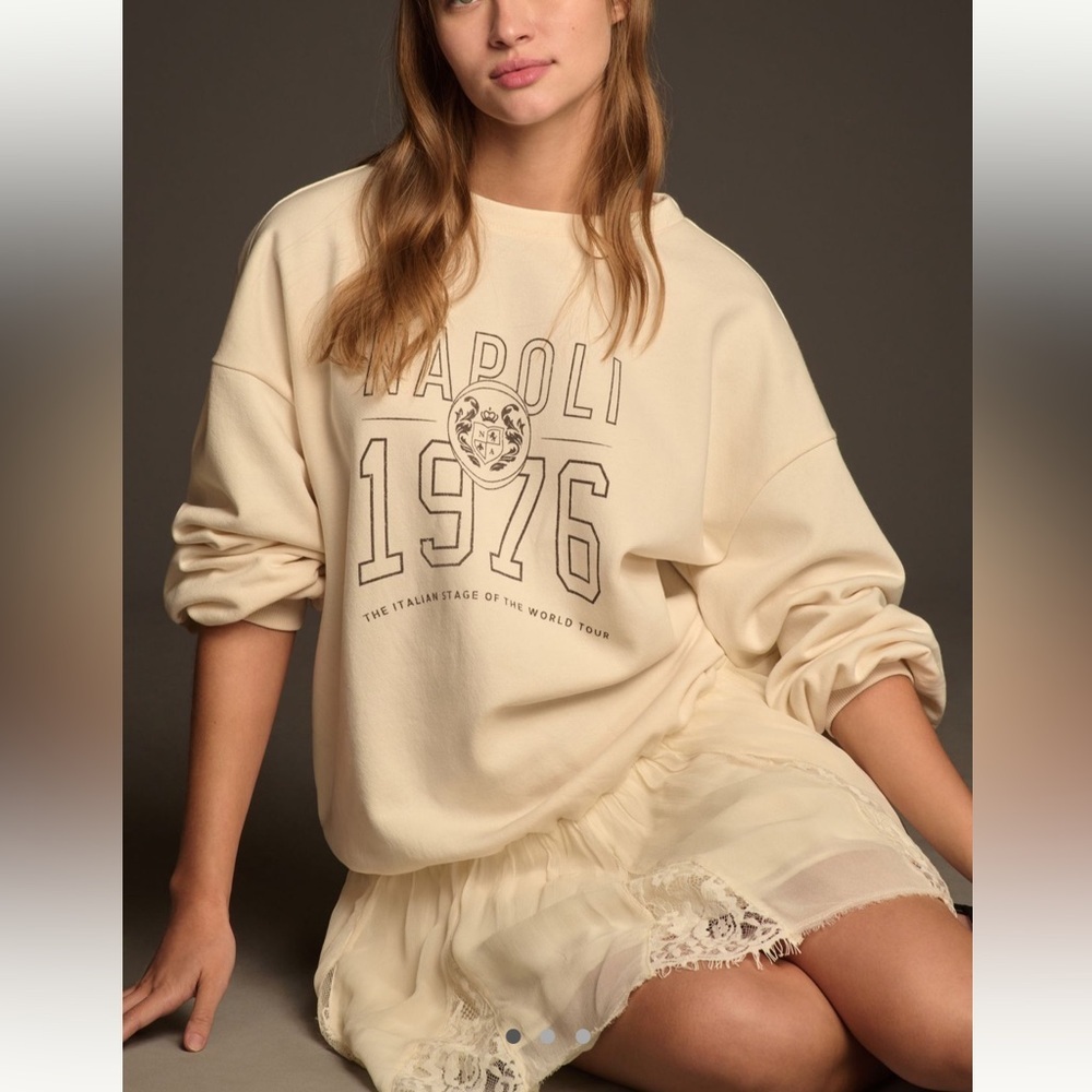 Pilcro Cream Graphic Sweatshirt Dress - Picture 3 of 5